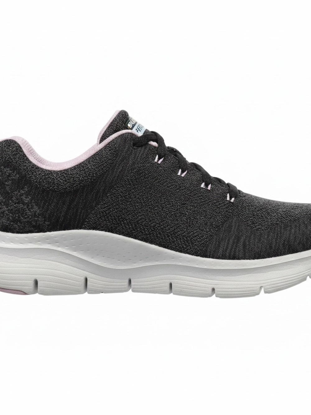 Skechers Black Knit Slip-On Sneaker with Purple Accent